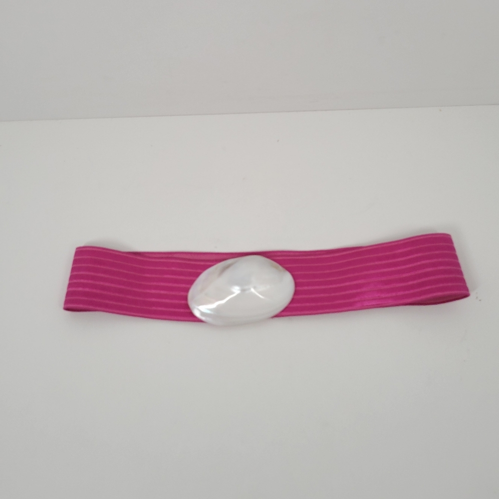 Vintage 1980's Mother Of Pearl Hawaii She Shells Pink Stretch Belt